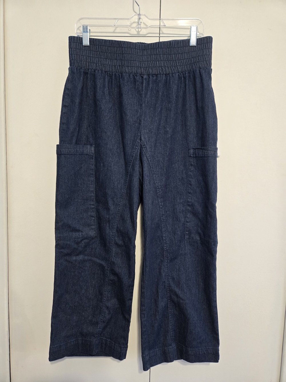 NWT Threads of LUXX XL Denim‎ Cargo Pants Wide Leg Pull On Indigo Blue
